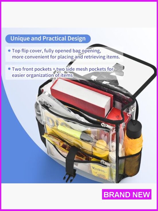 Clear Stadium Backpack for Concerts Sports Events Multi-Pocket PVC Small